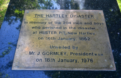 A plaque commemorating the Hartley disaster