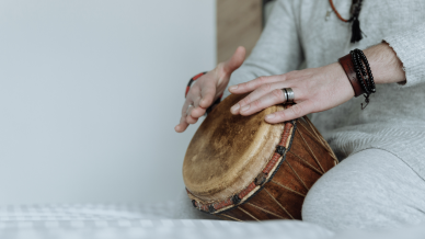 Man playing the djembe